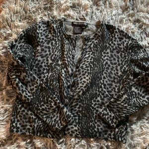 Animal print button down sweater